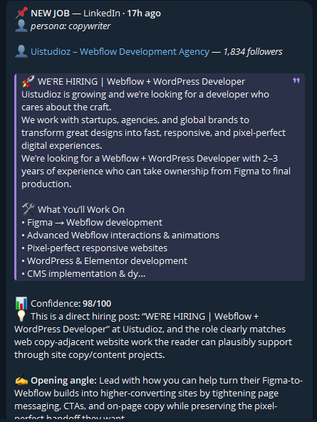 Alert: Uistudioz hiring a Webflow and WordPress developer, 98 out of 100